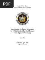 Investigation of Alleged Misconduct by SUNY Cortland faculty members Aaron and Sarah Zipp.