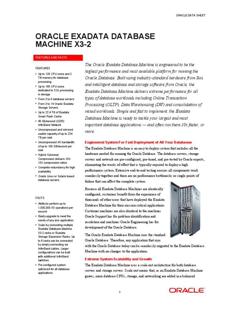 Exadata datasheet Oracle Database Scalability Free 30day Trial