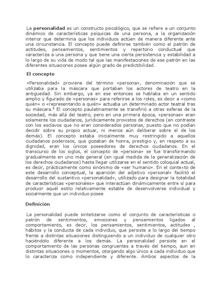 La personalidad es un constructo psicológico | Conceptos psicologicos ...