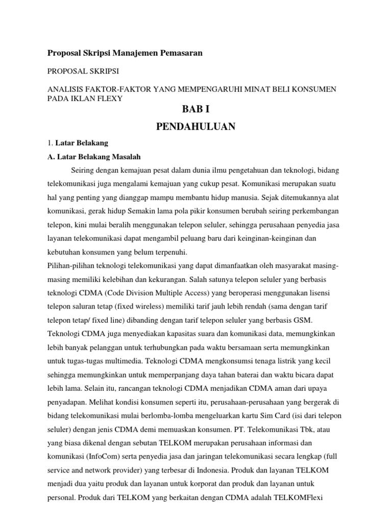 14 Contoh Proposal Skripsi Manajemen Pemasaran Pdf Images