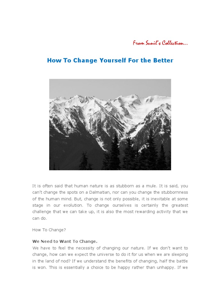 How To Change Yourself For The Better Pdf Metaphysics Of Mind Psychology