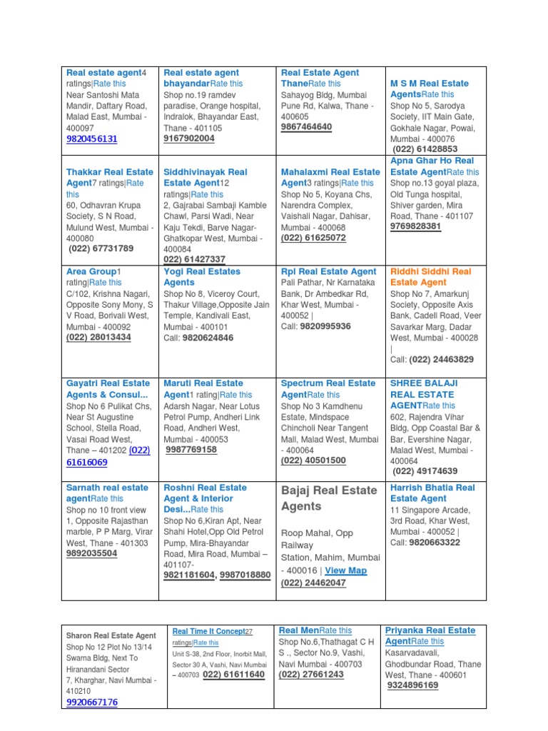 Mumbai Real Estate Agents Directory | PDF | Business