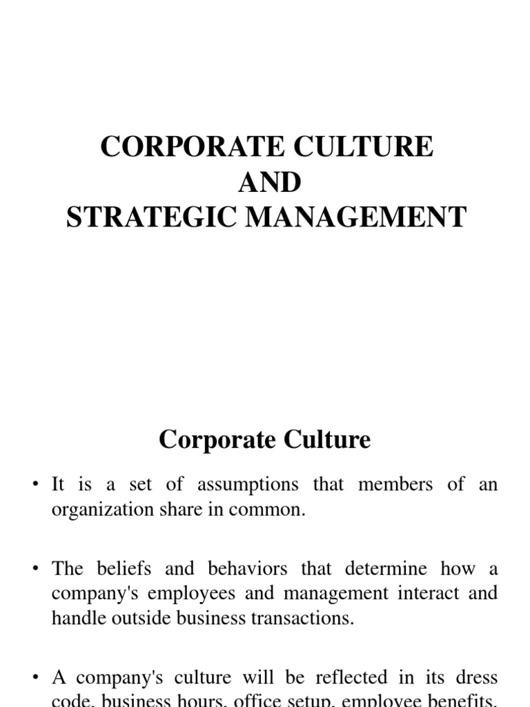 Corporate Culture's Role in Strategy | PDF | Organizational Culture ...