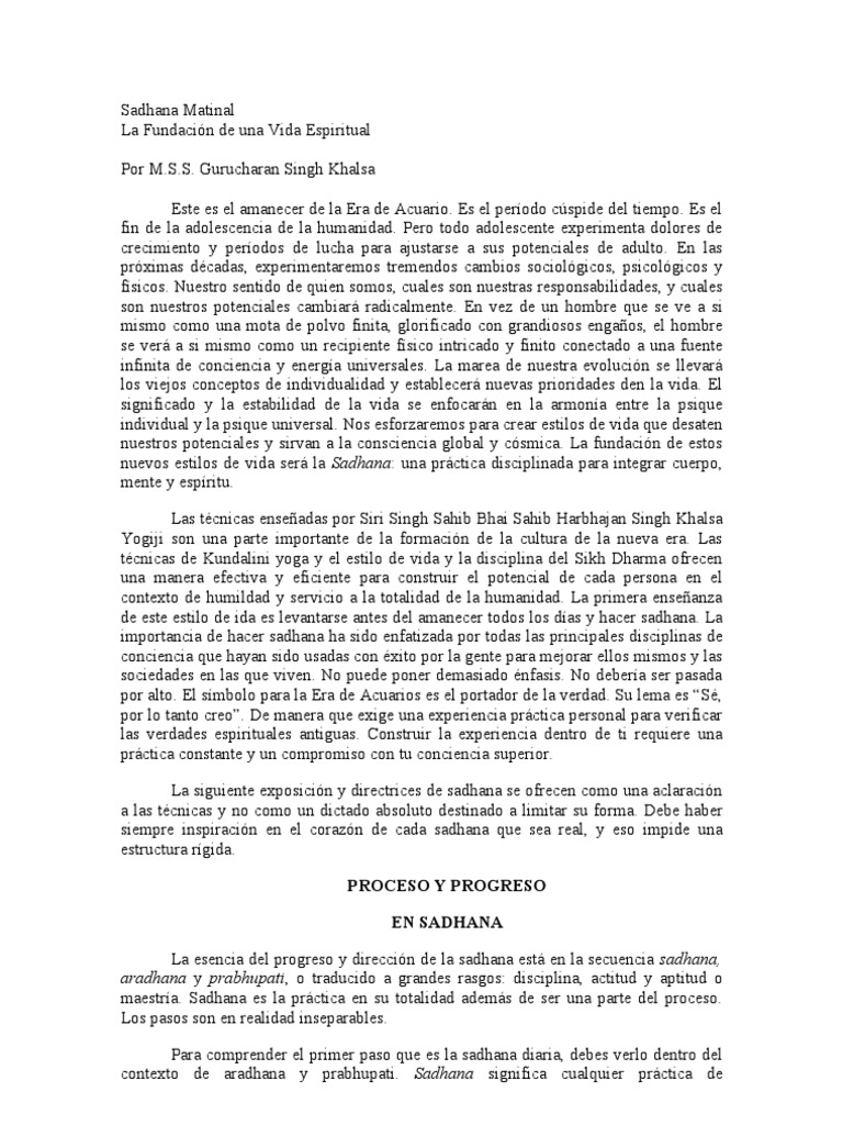 Sadhana Matinal 1 Meditacion Mente scribd