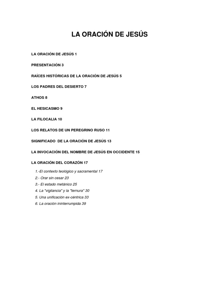 La Oración de Jesús: Espiritualidad y Fe | PDF