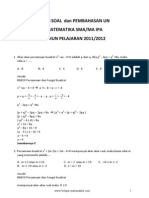 Soal Soal Dan Pembahasan UN Matematika SMA IPA 2012