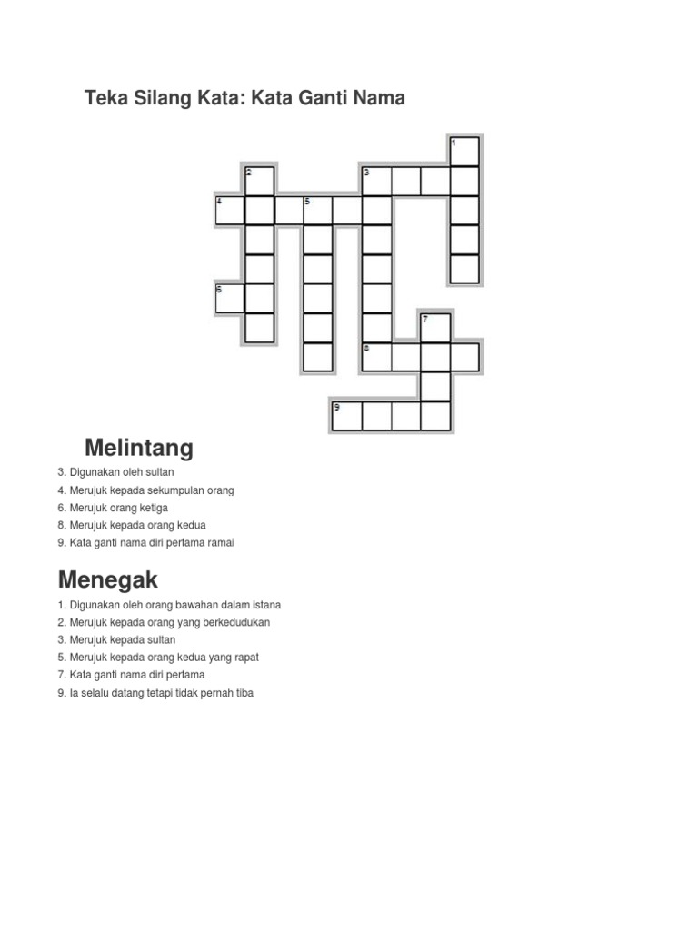 Latihan Teka Silang Kata Pdf