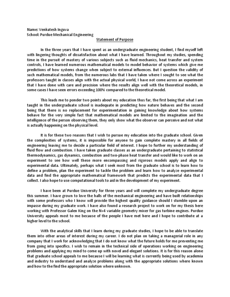Statement of Purpose Experiment Mathematical Model