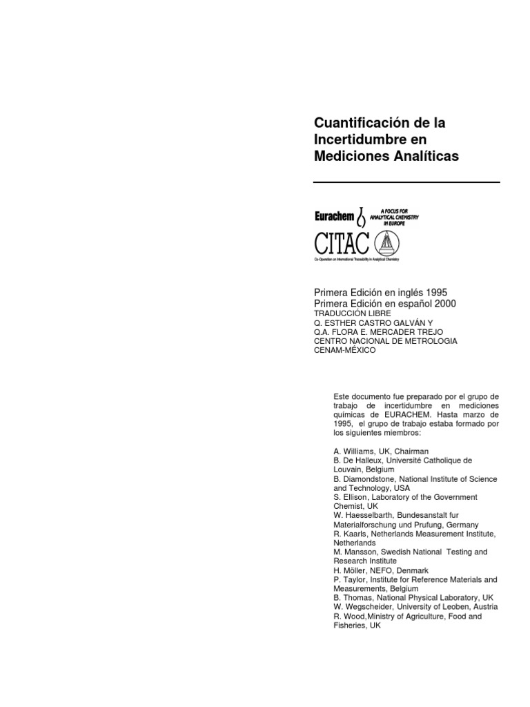 Cuantificacion de La Incertidumbre en Mediciones Analiticas - Guia ...