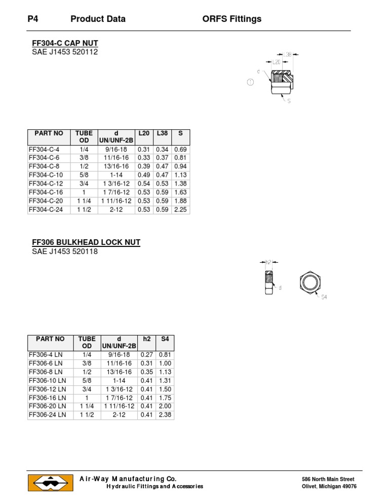 FF304 and SAE J1453 Fittings Data | PDF | Home & Garden | Technology ...