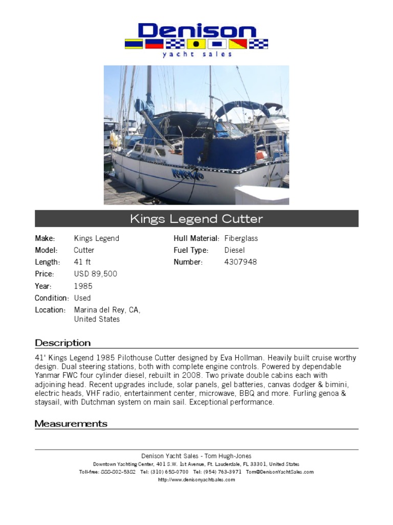 Kings Legend Cutter | PDF | Yacht | Rigging