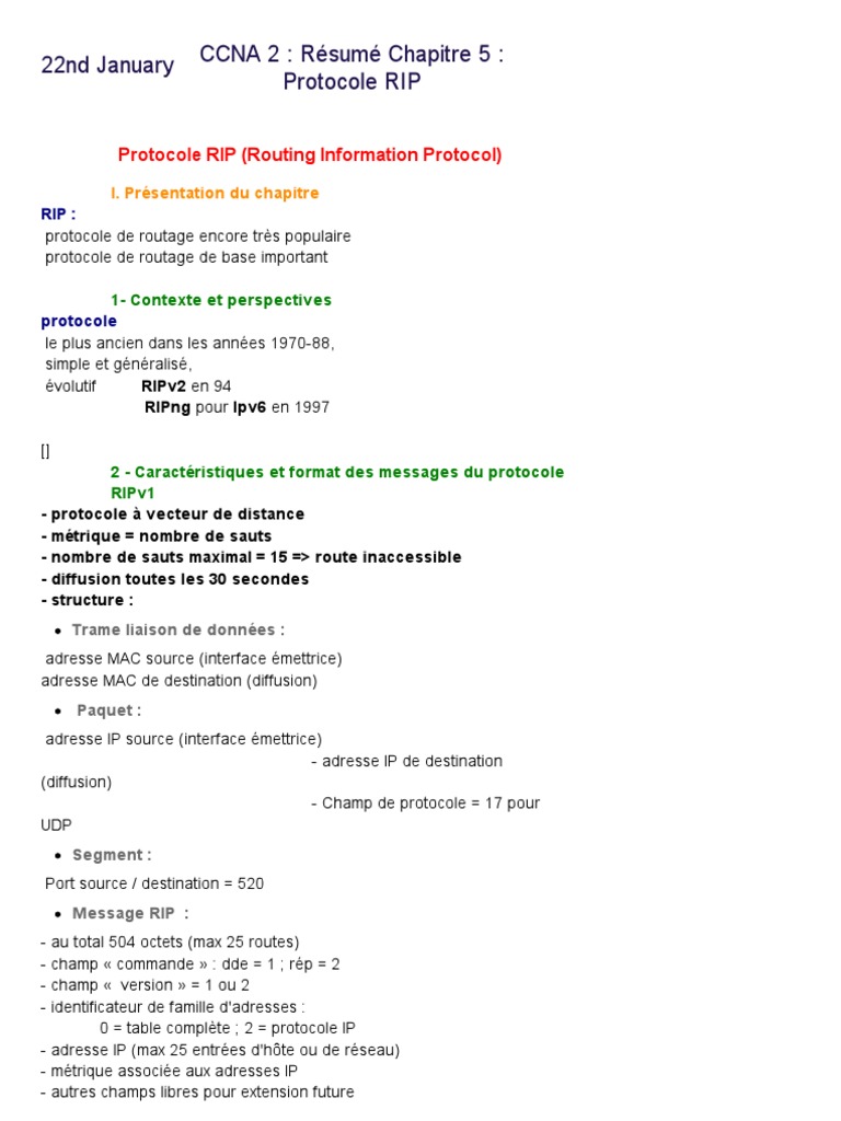 Introduction au protocole RIP CCNA | PDF | Adresse IP | Routage
