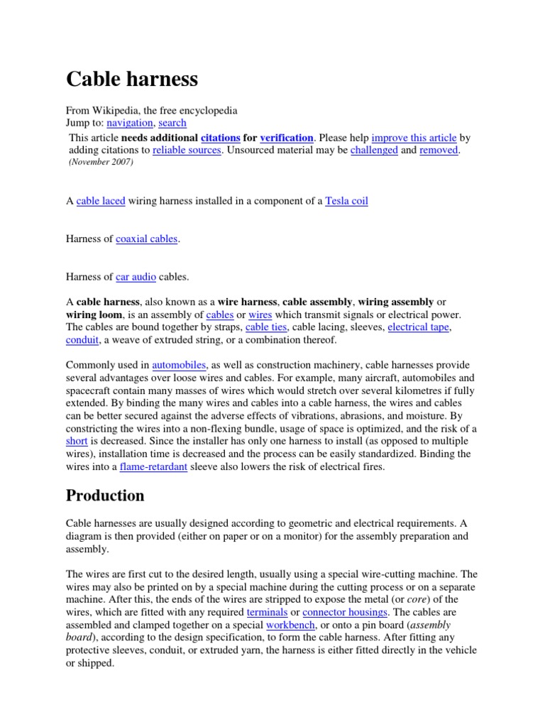 Cable Harness PDF Engineering Electronics