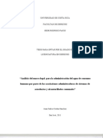 Analisis Del Marco Legal Para La Administracion de Agua de Consumo Humano