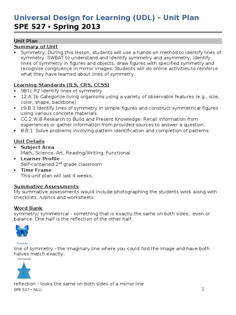 Shaw UDL-Unit Plan Draft | PDF | Symmetry | Shape