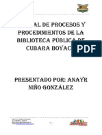 Manual de Procesos y Procedimiento Biblioteca Pública de Cubará Boyacá