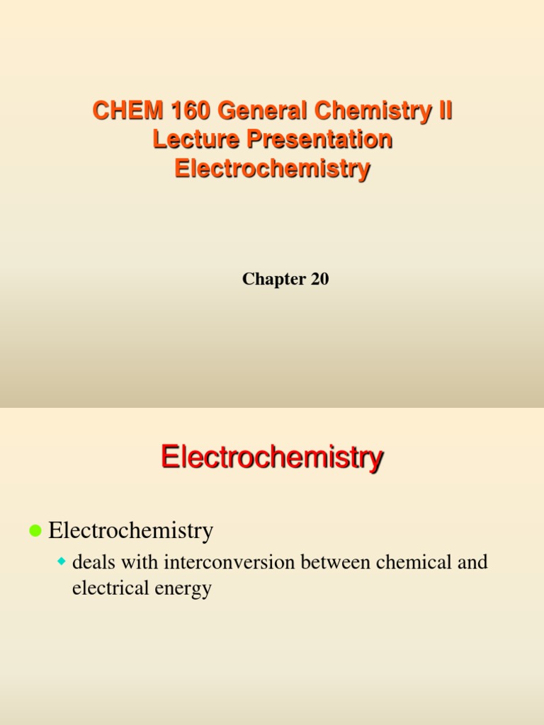Overview of Electrochemistry Concepts | PDF | Redox | Electrochemistry