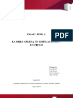 Tema 1 Ensayo, Obra Gruesa de Edificaciones de Edificios