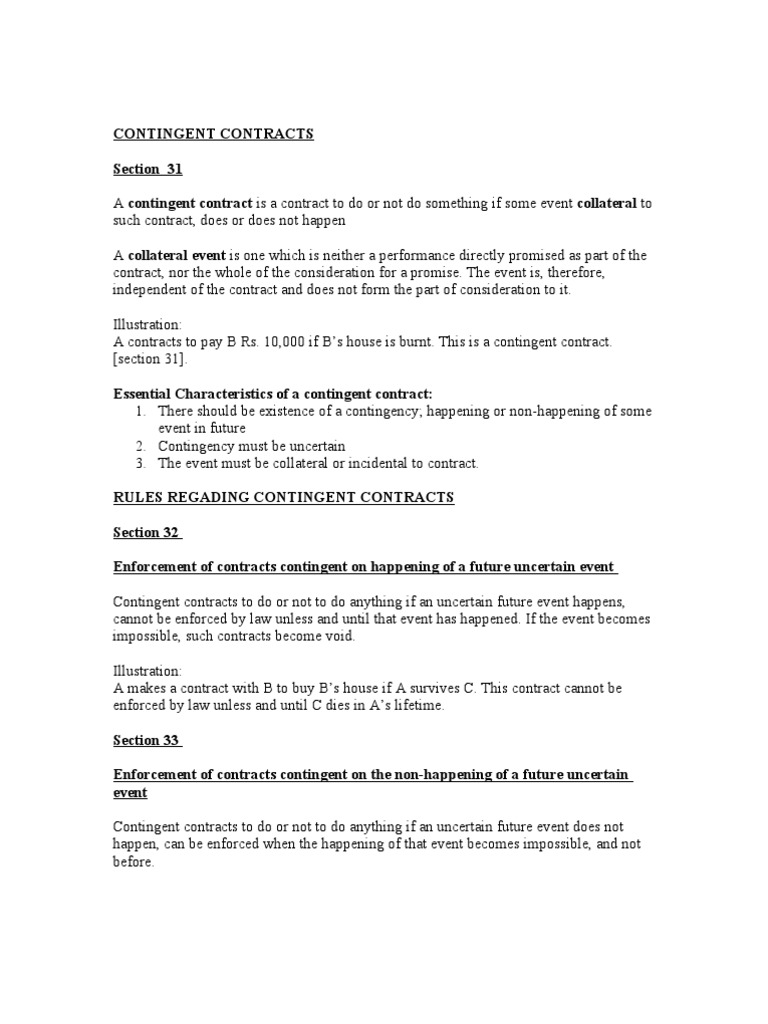 Understanding Contingent Contracts | PDF | Consideration | Contract Law