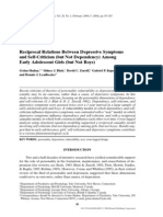 Blatt Reciprocal Relations Between Depressive Symptoms and Self Criticism but Not Dependency Among Early Adolescent Girls but Not Boys