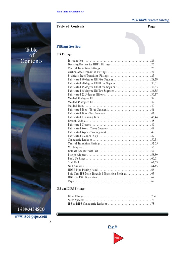ISCO HDPE Product CatalogoFittings Section PDF PDF Pipe (Fluid