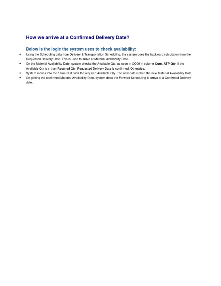 Confirmed Delivery Date | PDF