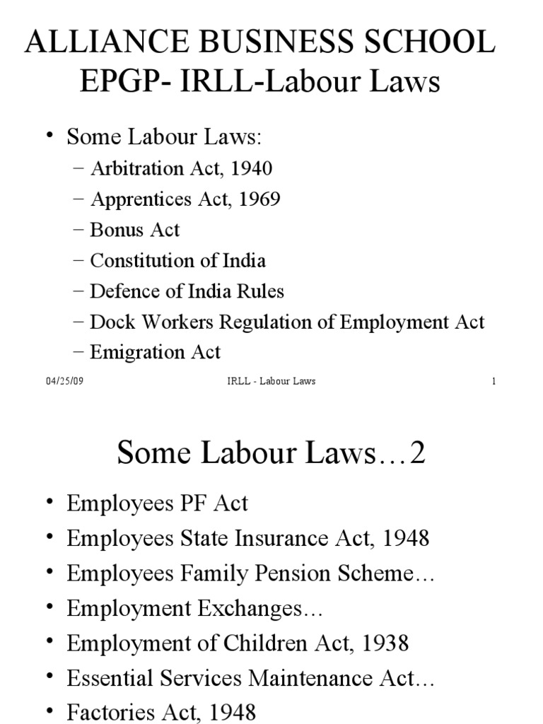 Overview of Indian Labour Laws | PDF | Employment | Salary