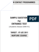 Nurture Allen Iit Enterance Test Paper