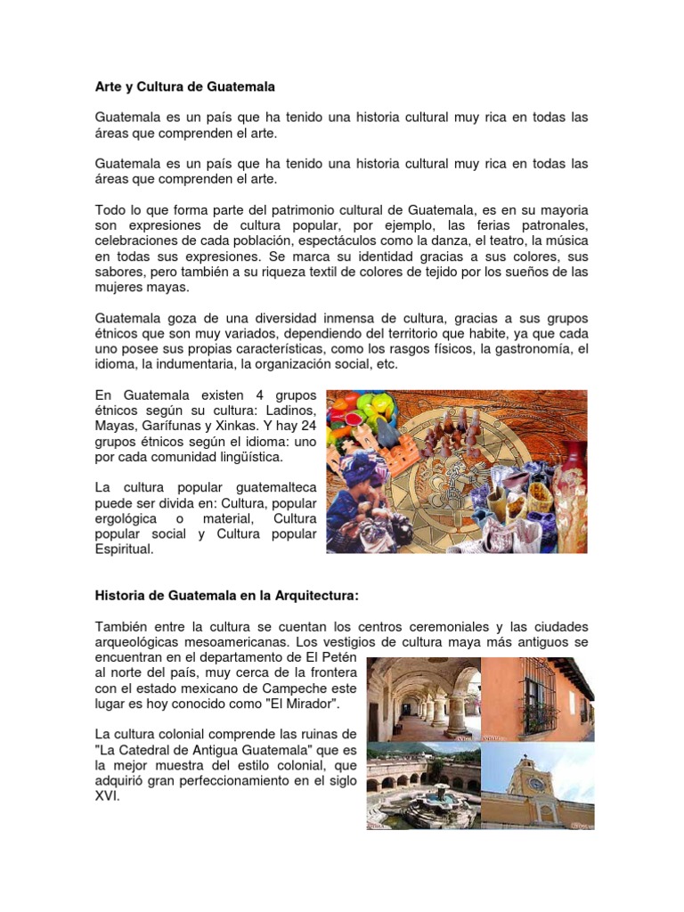 Arte y Cultura de Guatemala | PDF | Guatemala | Civilización maya