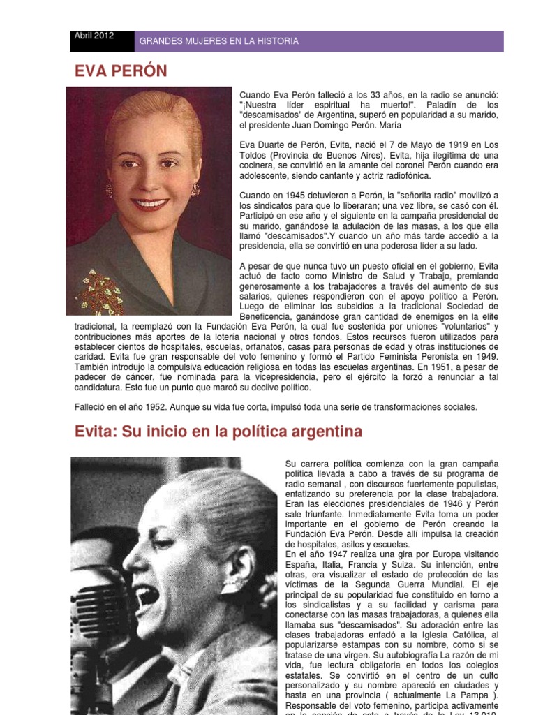 Eva Peron Política Gobierno
