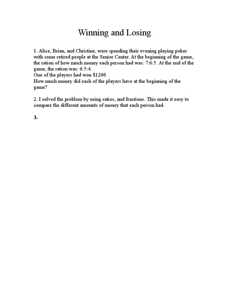 Winning and Losing-Math | PDF