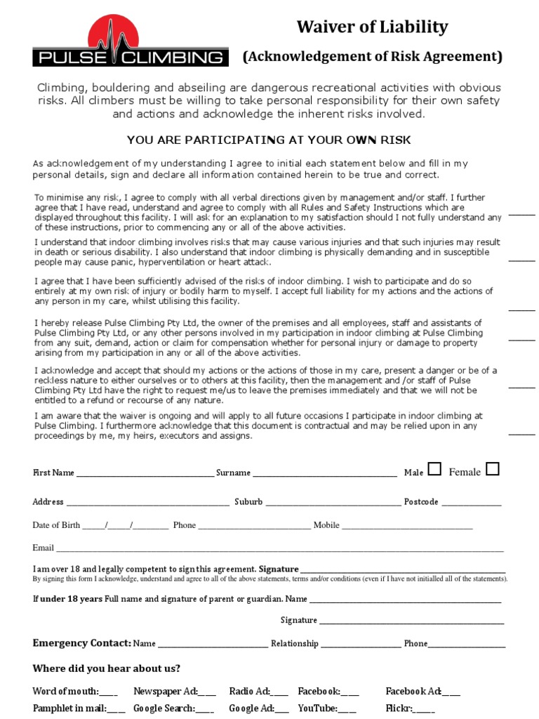 LiabilityWaiver Pulse Climbing Justice Crime & Justice