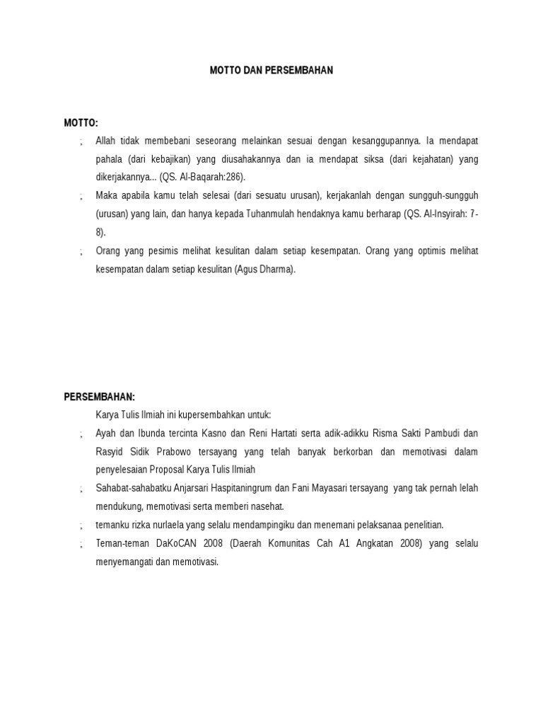 Motto Dan Persembahan