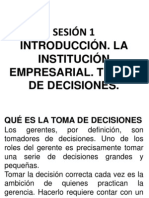 1 y 2 Introducción La Institución Empresarial Teoría de Decisiones
