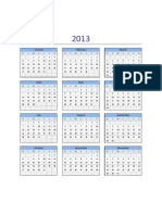 2013 Calendar with Monthly and Daily Agendas