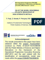 Conference Presentation - Identification of The Model of Viscoplastic Behaviour of High Strength Materials