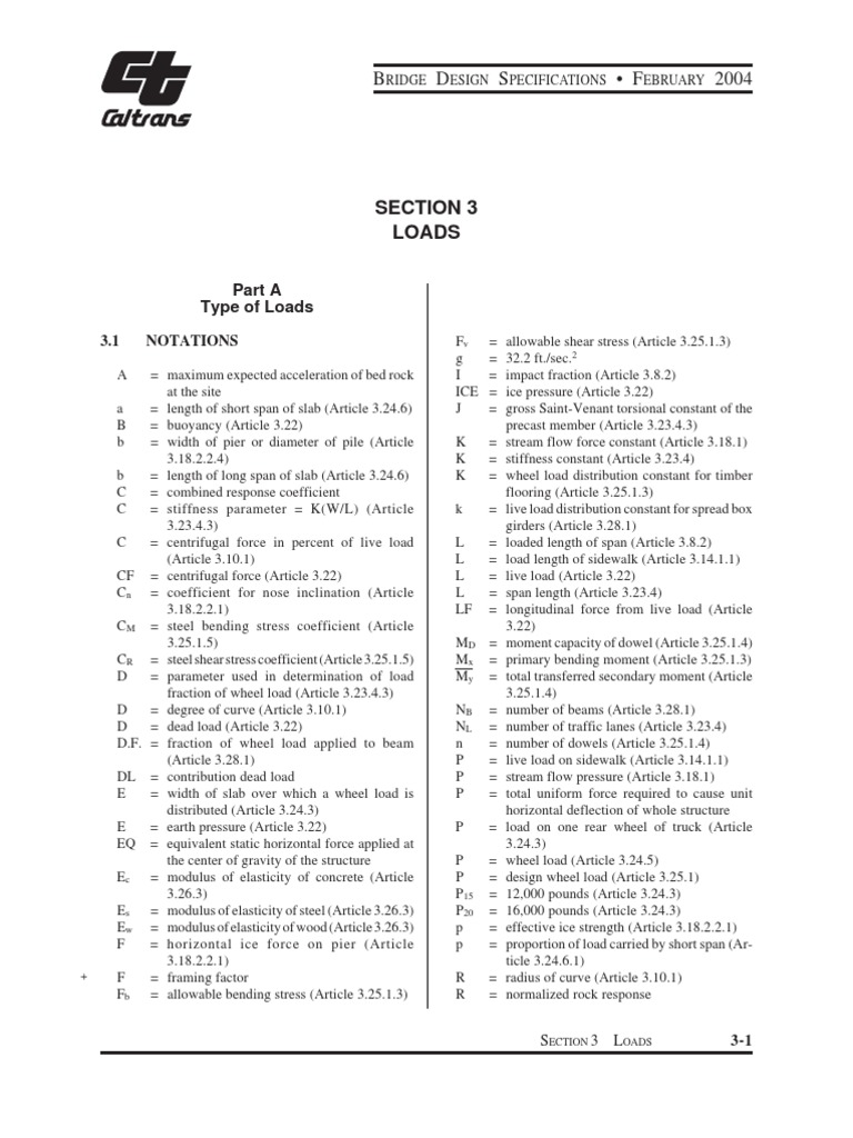 Section 3 Loads2004 Caltrans | PDF | Structural Load | Truss