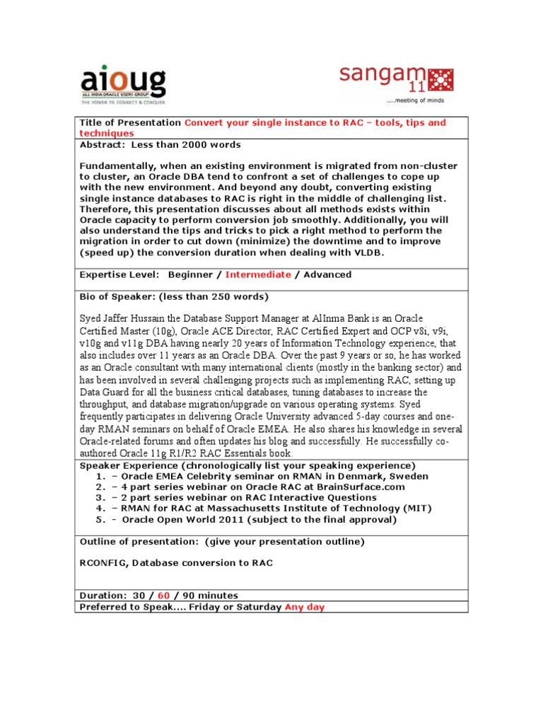 Convert Your Single Instance To RAC - Tools, Tips and Techniques | PDF ...