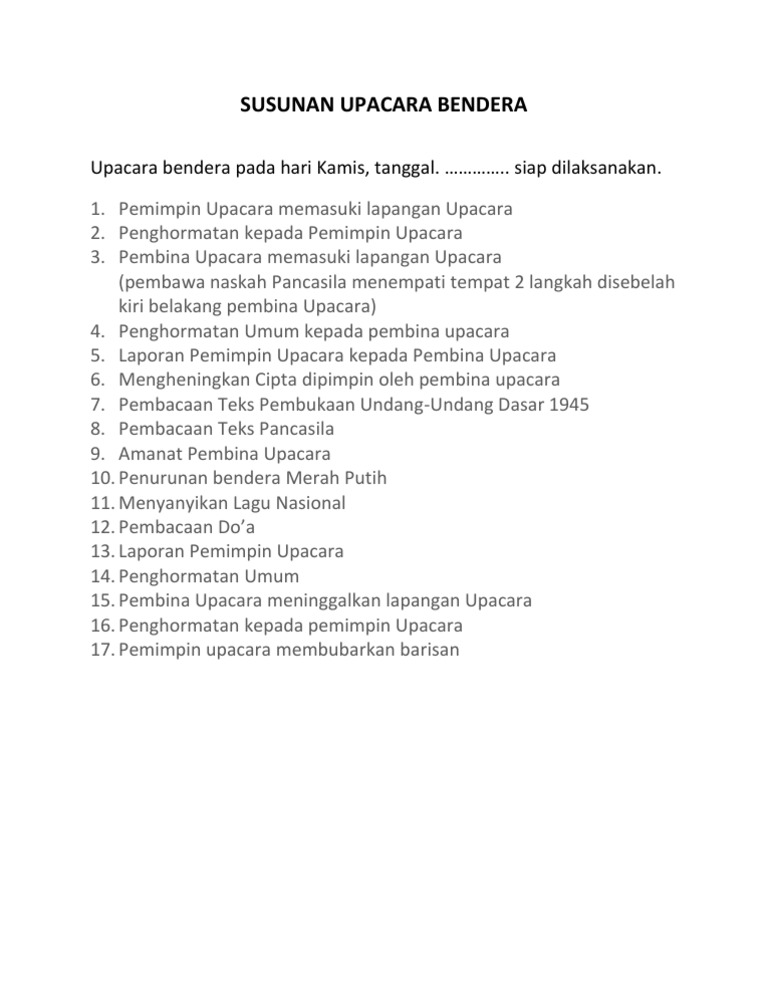 Susunan Upacara Bendera
