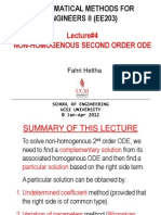 Mathematical Methods For Engineers Ii (Ee203) : Lecture#4 Non-Homogenous Second Order Ode