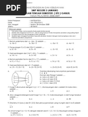 Contoh Soal Matematika Kelas 2 Smp Semester 1 - Contoh ...