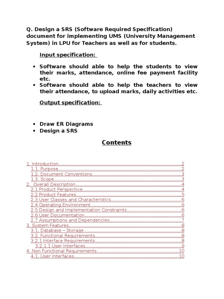 SRS for University Management System | PDF | Databases | Microsoft Sql ...