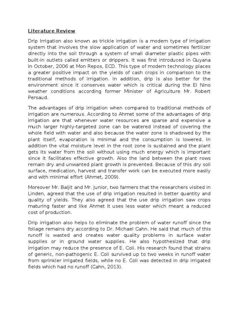 Literature review on sprinkler irrigation system picture