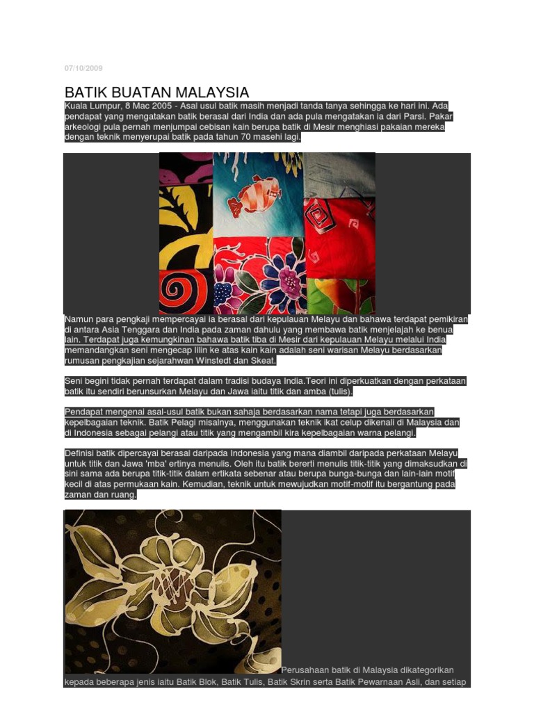 Batik Buatan Malaysia  PDF