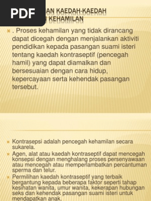 Keberkesanan Kaedah Kaedah Pencegahan Kehamilan Pp Pdf