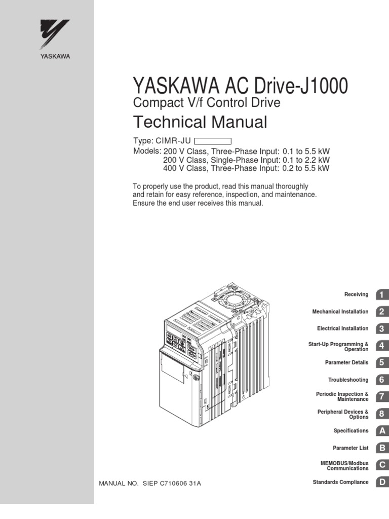 Yaskawa J1000 Manual | PDF | Electrostatic Discharge | Power Supply