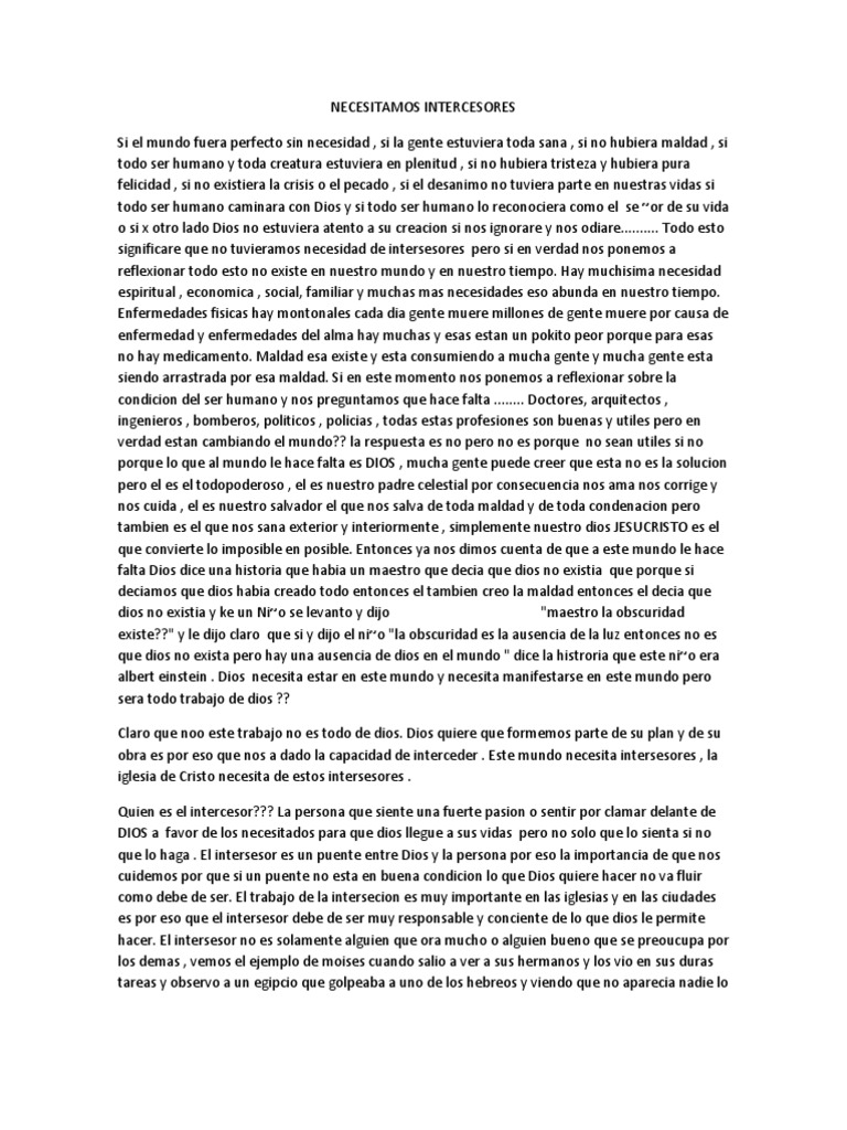 Necesidad de Intercesores en el Mundo | PDF | Oración | Dios