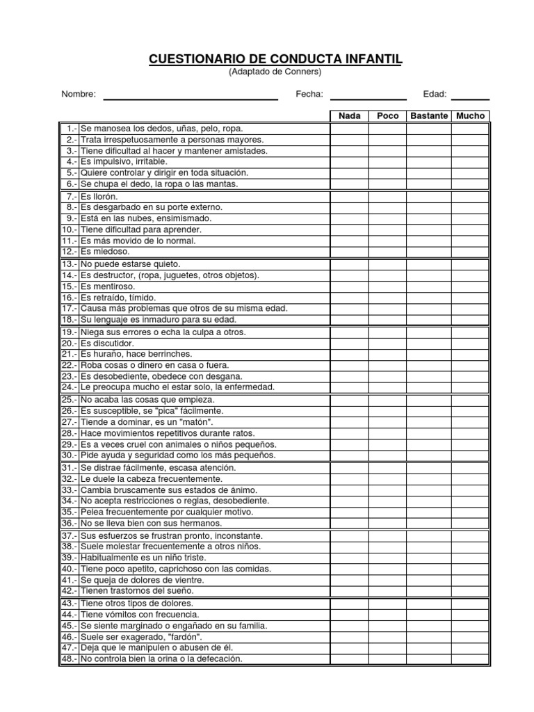 Escala De Conners Padres PDF