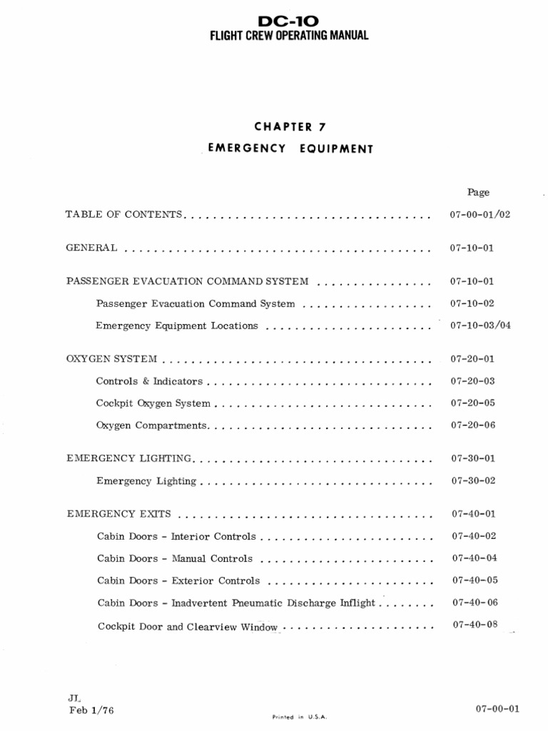 McDonnell Douglas DC 10 40 Emergency Equipment | PDF | Door | Battery ...