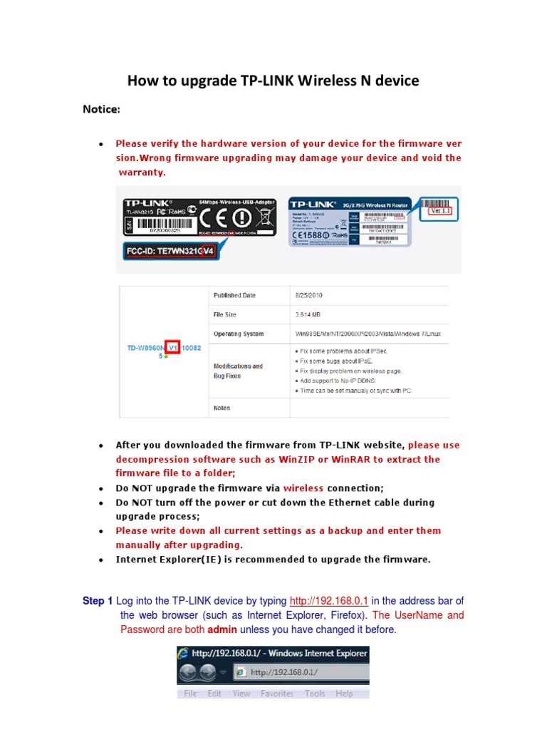 Tp-Link Firmware Update Procedure photo